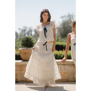 Simon Tiered Maxi Skirt in Blue