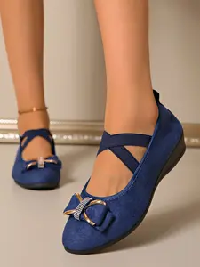 Comfortable Women's No-Tie Flat Shoes with Bow Design, Versatile Casual Footwear for Daily Wear, Ideal for Work and Commuting, Office Commuting Shoes, Commuter Shoes Work