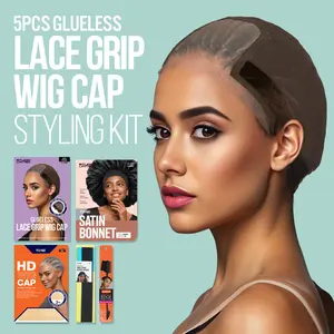 5pcs Glueless Lace Wig Styling Kit with Lace Wig Grip Cap Elastic Haircare