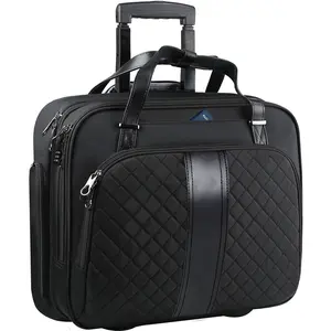 Rolling Laptop Bag Premium Rolling Laptop Briefcase Fits Up to 15.6 Inch Laptop Water-Repellent Overnight Rolling Computer Bag with RFID Pockets for Travel/Business/Women (Quilted)
