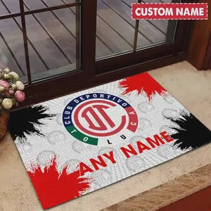 Personalized LIGA MX Deportivo Toluca Welcome Doormat, Garage Rug , Carpet Rug, Gifts for Fans, Mexico Soccer Souvenir