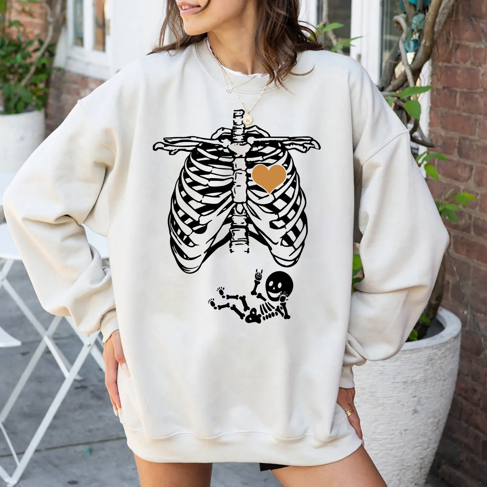 Vintage Skeleton Maternity Halloween Sweatshirt, Pregnancy Announcement Shirt, Halloween Skeleton Shirt, Halloween Gift
