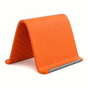 Flexible Silicone Aluminum Phone holder stand, Bendable Rollable Foldable Design, Universal Adjustable Anti-Slip Desktop Mount for Phone Tablet Laptop, Portable Ergonomic Holder for Home Office Travel