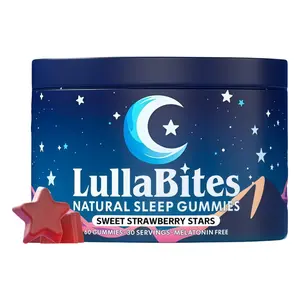 1P-LULLABITES Natural Sleep Gummies — Sweet Strawberry Star Flavor | Melatonin-Free | Valerian Root Formula for Gentle Sleep Support | 30 Servings | Magnesium Glycinate — A Key Mineral Often Associated with Relaxation and Calm