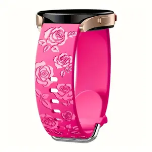 Floral Design Silicone Strap, Soft Sporty Band for Men & Women, Compatible with Samsung Galaxy Watch, Durable Accessory