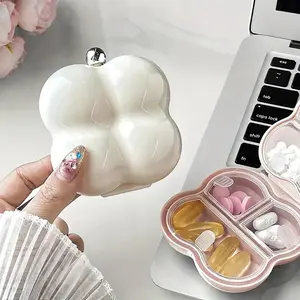 Cute Floral Pattern 7-Compartment Portable Pill Organizer Box, Vitamin Organizer, Compact Medicine Storage Container, Travel-Friendly Drug Holder