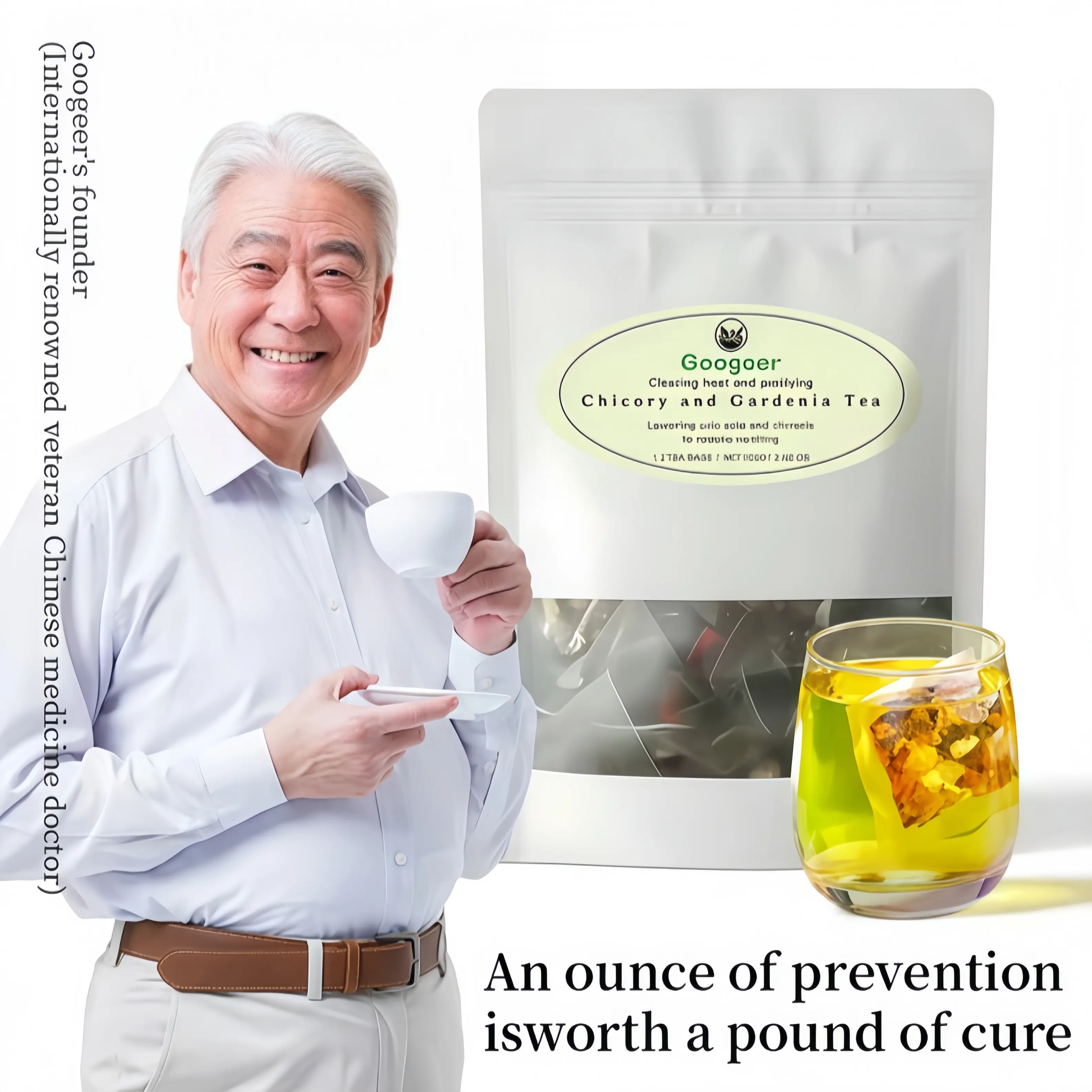 Chicory and Gardenia Herbal Tea Bags - Buyone get one free, 30 bags total. Containschrysanthemum, honeysuckle, and orangepeel, a healthy daily drink suitable forvegetarians, offering cooling and nourishingbenefits. Organic herbs.