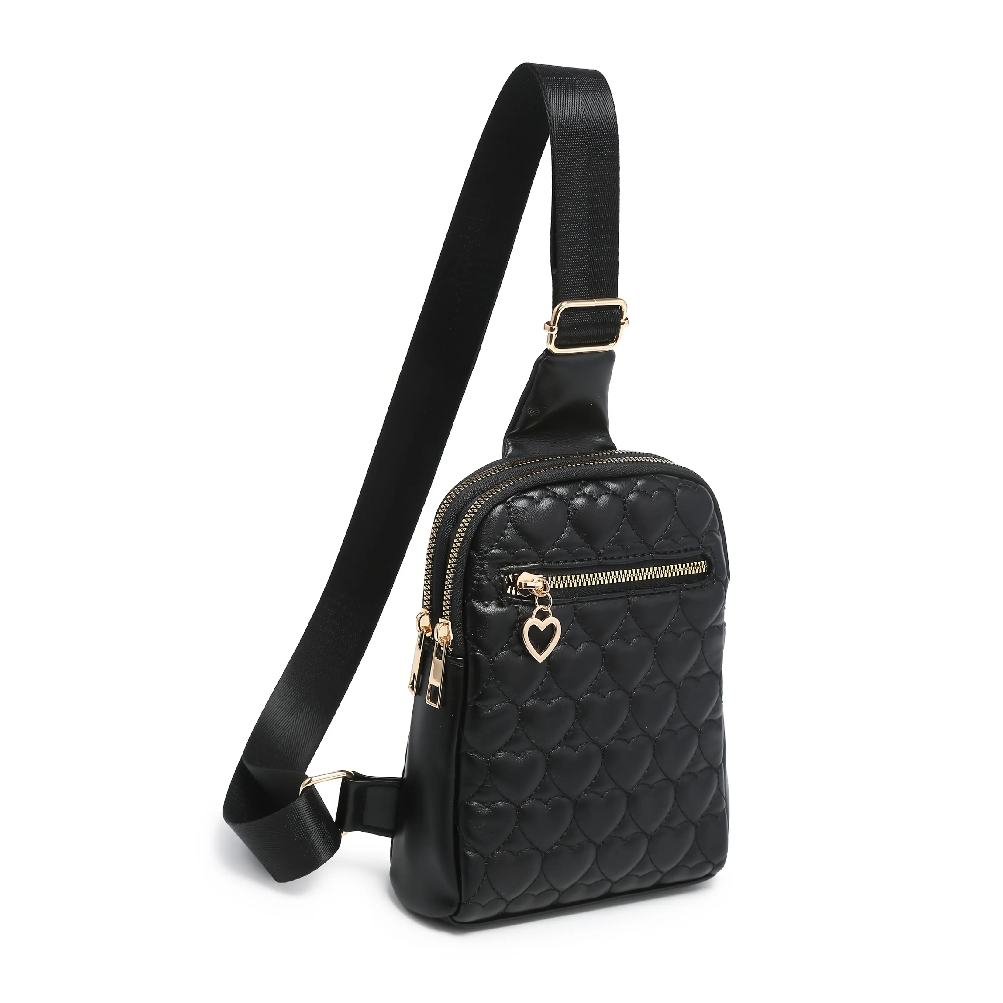 Women’s Quilted Sling Chest Bag - Minimalist Small Crossbody Fanny Pack with 3 Zipper Pockets for Commute, Shopping, Outdoor Activities