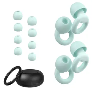 JUSTRVN, Quiet 2 pairs of Earplugs, Sleep, Focus & Travel Use, 30 dB High Noise Reduction with Soft-Touch Comfort, 8 sizes ear tips(XS/S/M/L) + Carry Case