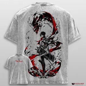 Mikasa Ackerman T Shirt – AOT Anime Tee, Vintage Washed Oversized Streetwear