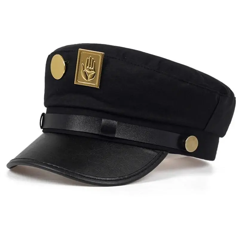 Anime JoJo's Bizarre Adventure Kujo Jotaro Cosplay Cap Unisex Adult Metal Badge Hat Prop
