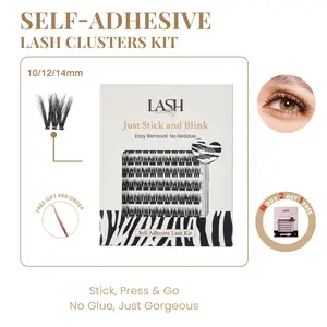 Lashterally Double Dare Self-adhesive Lash Clusters Kit No Glue Needed Easy Apply & Removal Thick Vloumn Eyelash Clusters 10mm/12mm/14mm Clusteres 24-Hour Secure Hold  Makeup Cosmetic