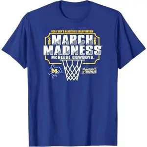 McNeese Cowboys March Madness 2025 Men's Basketball Blue T-Shirt