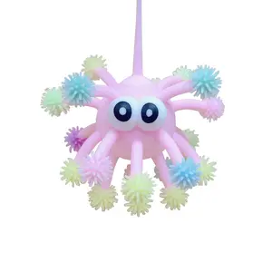 Creative New TPR Plush Ball, 5-inch Protruding Eyes Snowflake Glowing Plush Ball, Flash Stress Relief Toy