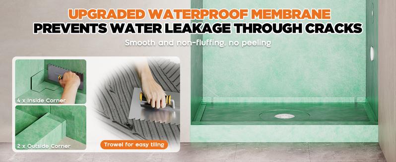 AMERLIFE Shower Curb Kit with Complete Shower Kit- Tray, Curb, Membrane, Seals, Bonding Flange, Corners, Trowel & Level, Tray AMERLIFE Shower Curb Kit with Complete Shower Kit- Tray, Curb, Membrane, Seals, Bonding Flange, Corners, Trowel & Level, Tray