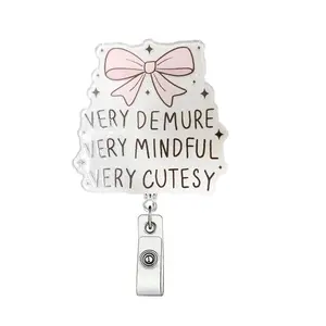 Cute Bow Design Badge Holder, 1 Count Retractable Badge Clip, ID Card Holder for Student Office Staff Doctor Nurse Teacher, Badge Reels Retractable