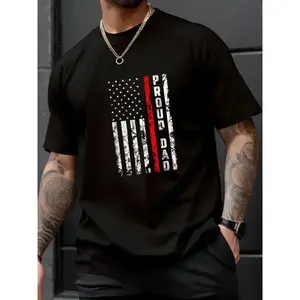 100% Cotton Unisex Proud Dad of Firefighter Gift Patriotic Firefighter's Dad T-Shirt - Dad Bod Loading Shirt