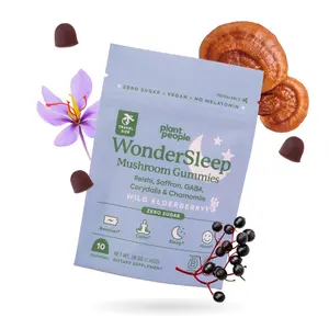 WonderSleep Mushroom Gummies 5-Day Travel Size by Plant People - Sugar Free, Melatonin Free, All Natural Sleep Gummy Supplement Healthcare Dietary