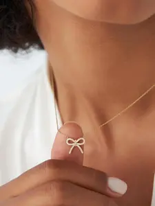 S925 Sterling Silver Bowknot Design Pendant Necklace for Women & Girls, Fashion Jewelry for Party, Daily Decor, Trendy All-match & Exquisite Jewelry for Birthday Gift