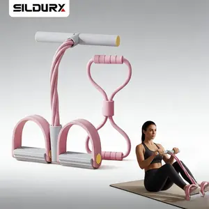 2pcs/Set, Multifunctional Tension Rope, 4-Tube Elastic Yoga Pedal Puller Resistance Band, 8-Shaped Fitness Resistance Band with Handle, Suitable for Abdomen/Waist/Arm/Leg Stretching Slimming Training, Workout Band