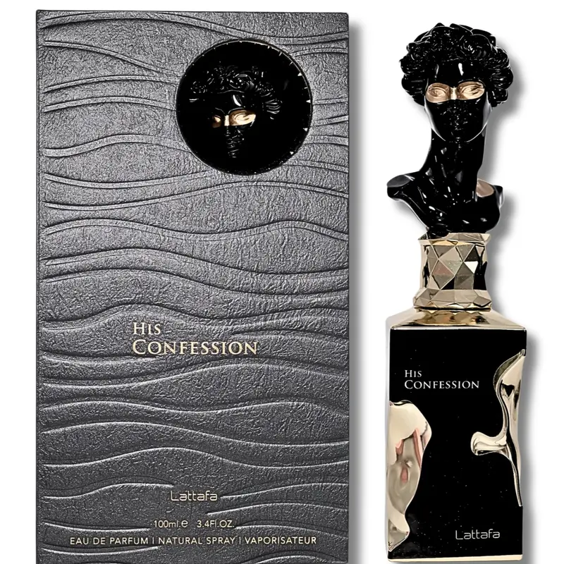 Lattafa His Confession Regular Edition New EDP for Men Adults - 3.4 fl oz (3-3.9 fl oz range) Oriental Woody Liquid Fragrance, Long-Lasting Aromatic Woody Scent with Mandarin Bright, Incense Mix, Vanilla, Tonka Beans, Amber, Benzoin, Cedarwood, Lavender