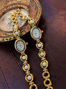 Luxury Women's Watch, Vintage Quartz Watch, Oval Pearl Shell Dial, Bracelet, Waterproof Casual for Daily Wear & Special Occasions