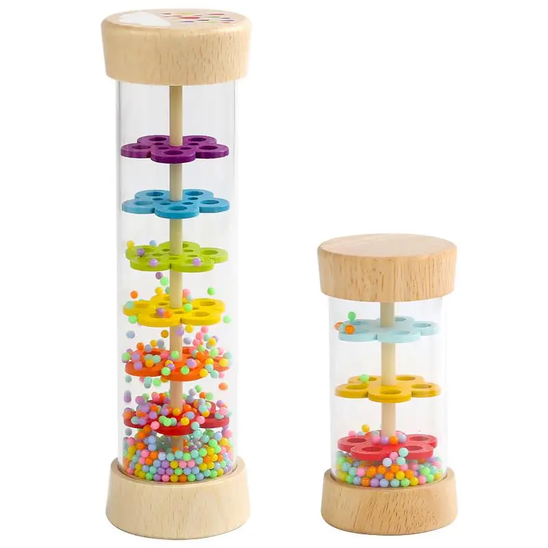 Montessori Baby Rain Stick Rainbow Hourglass Rain Music Rattle Baby Educational Toy Colorful Montessori Sensory Toys for Kids