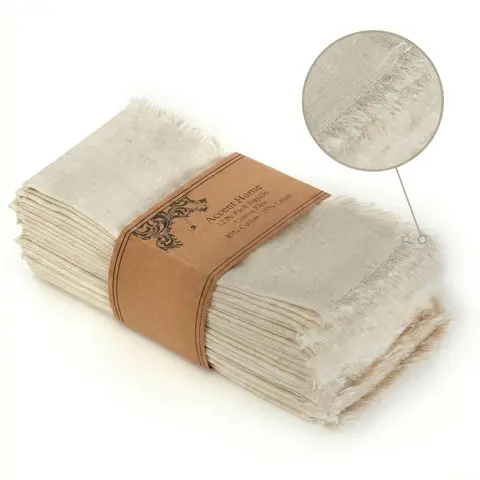 ACCENT HOME Soft Durable Fabric Plain Fabric Cloth Napkins, 18x18 in Breathable Cotton Linen Washable Hemmed-Edge Hotel-Style Hotel-Quality Reusable Table Linens for Family Dinners, Wedding-Ready Look