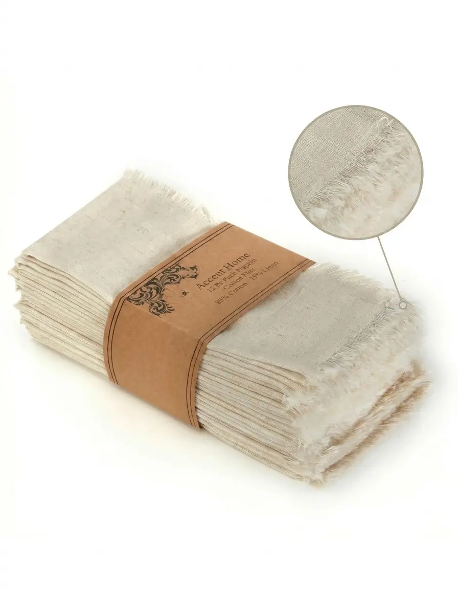 ACCENTHOME Breathable Cotton Linen Dinner Napkins, 18x18 in Washable Soft Premium Hotel-Quality Reusable Hemmed-Edge Table Linens for Family Dinners, Weddings