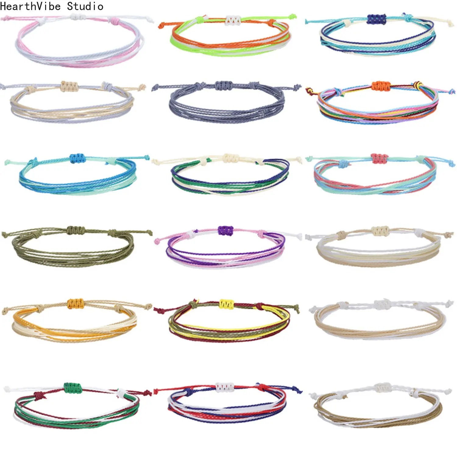 Braided Friendship Bracelets in a Bohemian Style, Waterproof Waxed Cord Jewelry for Outdoor and Sporty Use