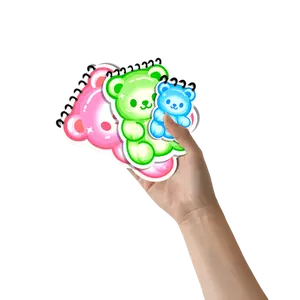 3 Notebooks Bundle, Cute Gummy Bear Shaped Notebooks, 3 Quantity,  1 L Pink, 1 M Green, 1 S Blue, Handmade, for Note Taking, Lined Spiral Notebooks