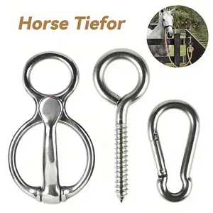 3pcs Stainless Steel Horse Tack Set with Heavy-Duty Zinc Alloy Quick-Release Buckles and Swivel Eyes - Anti-Corrosion Panic Breakaway Safety Clips, Suitable for Horses, Western English Riding, Farms, and Lead Ropes - Durable Equestrian Training