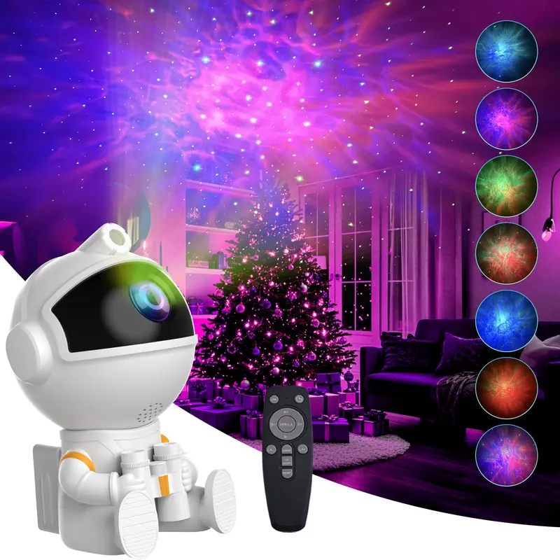 Astronaut Starry Sky Projector - 5W Plastic Galaxy Light, 8 Modes, Remote Control, Holder, 360° Adjustable, Auto Shut-Off, Indoor Ceiling Projection, Nebula Glow, Cool Room Decor, Space Themed Kid Gift, Housewarming Present