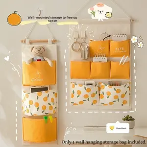 Minimalist Fabric Hanging Storage Pouch, Wall Mount & Over Door Organizer, Bedroom Bedside Sundries Holder