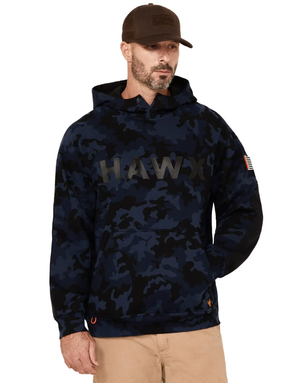 Hawx Men's Men'S Arlington Logo Camo Print Hooded Sweatshirt - Hxfa24k62-Nvy