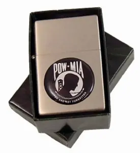 CrazyCoolBuys Windproof Flip Open Top Pow Mia Oil Lighter Flint
