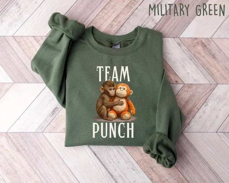 Team Punch Sweatshirt, Viral Baby Monkey Crewneck, Emotional Support Animal Shirt, Gift for Monkey Lover, Macaque Tee