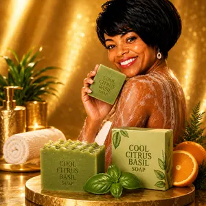 P:07 Cool Citrus Basil Soap Loaves Bars - Fresh Green Color, Ideal for Daily Use, Perfect for Cleansing and Refreshing