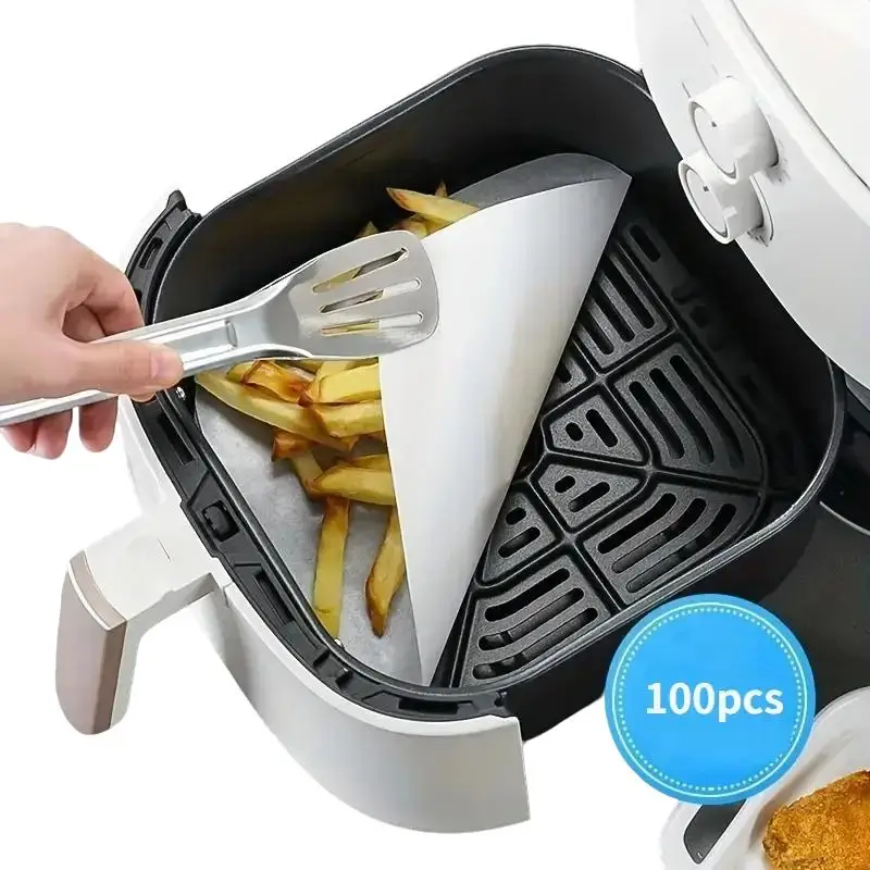 Oil-absorbing Air Fryer Paper Pad, 100pcs White Oil Absorbing Air Fryer Paper, Air Fryer Liner, Baking Utensils for Home Kitchen, Air Fryer Accessory