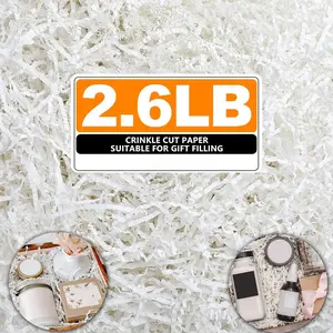Crinkle Cut Paper Shred Filler, 2.6lb (41.6oz) White Crinkle Paper Grass Cushion Paper Streamer for  Box Basket Filler Christmas Wedding Birthday Handicraft Bridesmaid Wrapping Decoration