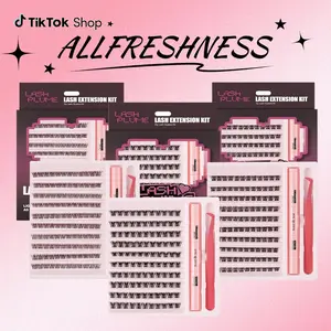 Lashplume Lash Clusters Kit Wispy Natural 8-16mm DIY Lash Extension Kit with Waterproof Bond Seal Tweezers for Individual Lashes AllFreshness