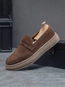 Men's Classic American Style Patchwork Boat Shoes, Blue Colorblock Vintage Retro Stitching Design, Casual Low-Top Loafers for Daily Wear, Casual Slip On
