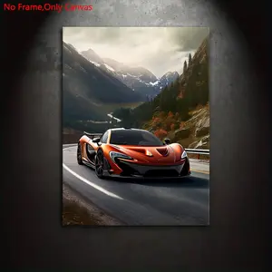 1 piece/set of frameless canvas painting print poster, classic realistic vehicle art, Hypercar McLaren P1, perfect gift for supercar lovers, ideal gift for bedroom, kitchen, living room, dormitory corridor, mural, wall decoration, room decoration