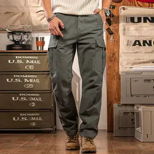Men's cargo pants with side pockets, 100% polyester, suitable for outdoor leisure and work in all seasons