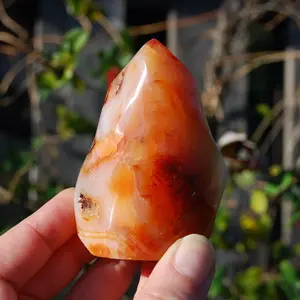 3in 191g Carnelian Agate Crystal Flame Tower, Madagascar
