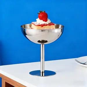 Set of 4 Elegant Stainless Steel Ice Cream Cups 6.09oz, Dishwasher Safe Dessert Bowls for Puddings and Fruit Salads, Silver Color Tableware, Serving Bowl