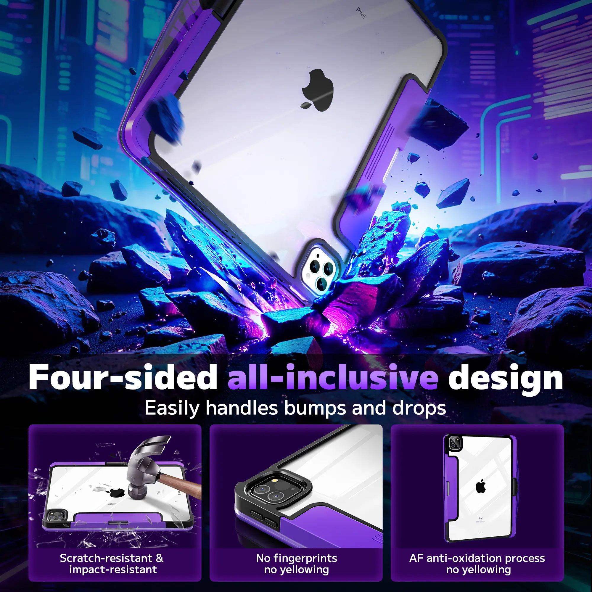 Transparent Y2k Purple iPadCase Compatible with Apple iPad (8.3