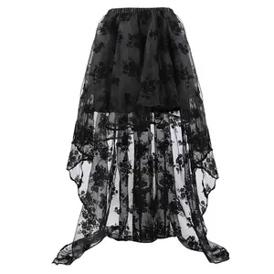 Steampunk Costume Victorian Skirt Corset Dress for Girls Plus Size Wedding Dressing Ruffle High Low Outfits  Womenswear Black  7020-D1