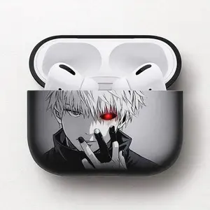 Ken Kaneki "Tokyo Ghoul" Dark Aesthetic AirPods Case | Iconic Finger Crack & Red Eye | Matte Black Shockproof Cover for AirPods 1/2/3/4 & Pro