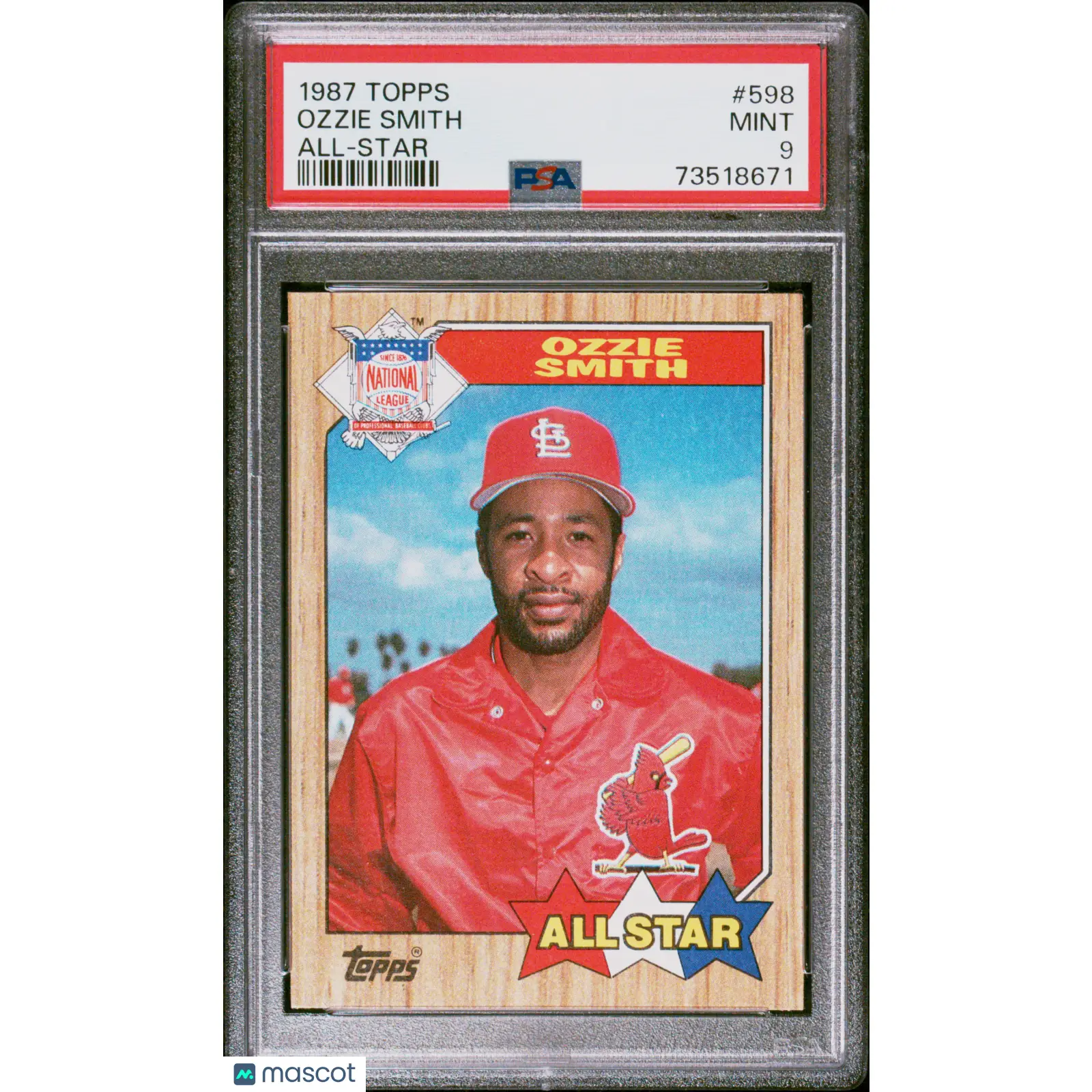 Ozzie Smith PSA 1987 Topps Baseball #598 9 73518671